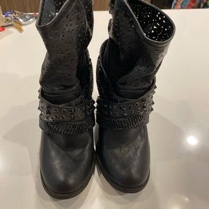 “Not Rated” Black Rhinestone Studded Ankle Bootie
